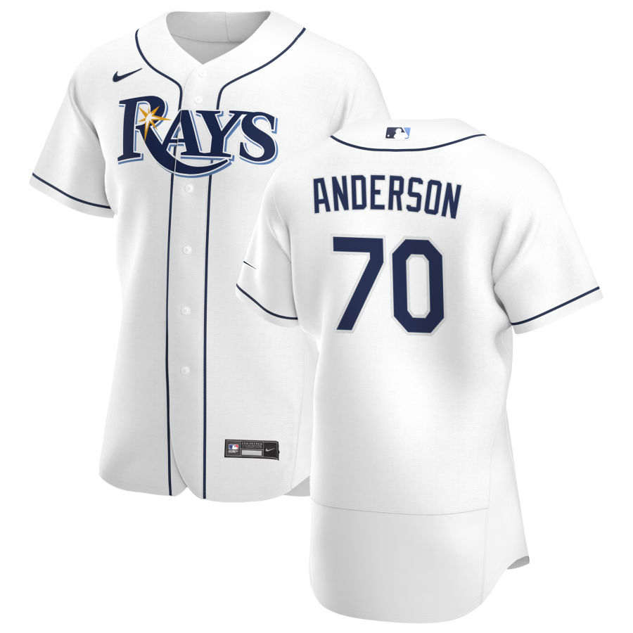 Tampa Bay Rays #70 Nick Anderson Men Nike White Home 2020 Authentic Player MLB Jersey
